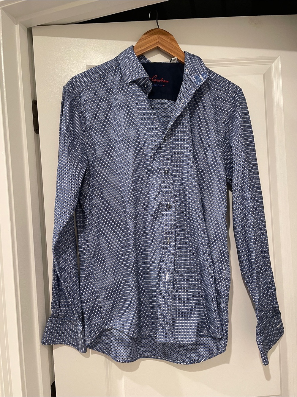 Robert Graham Navy Blue Dotted Button-Down Shirt medium